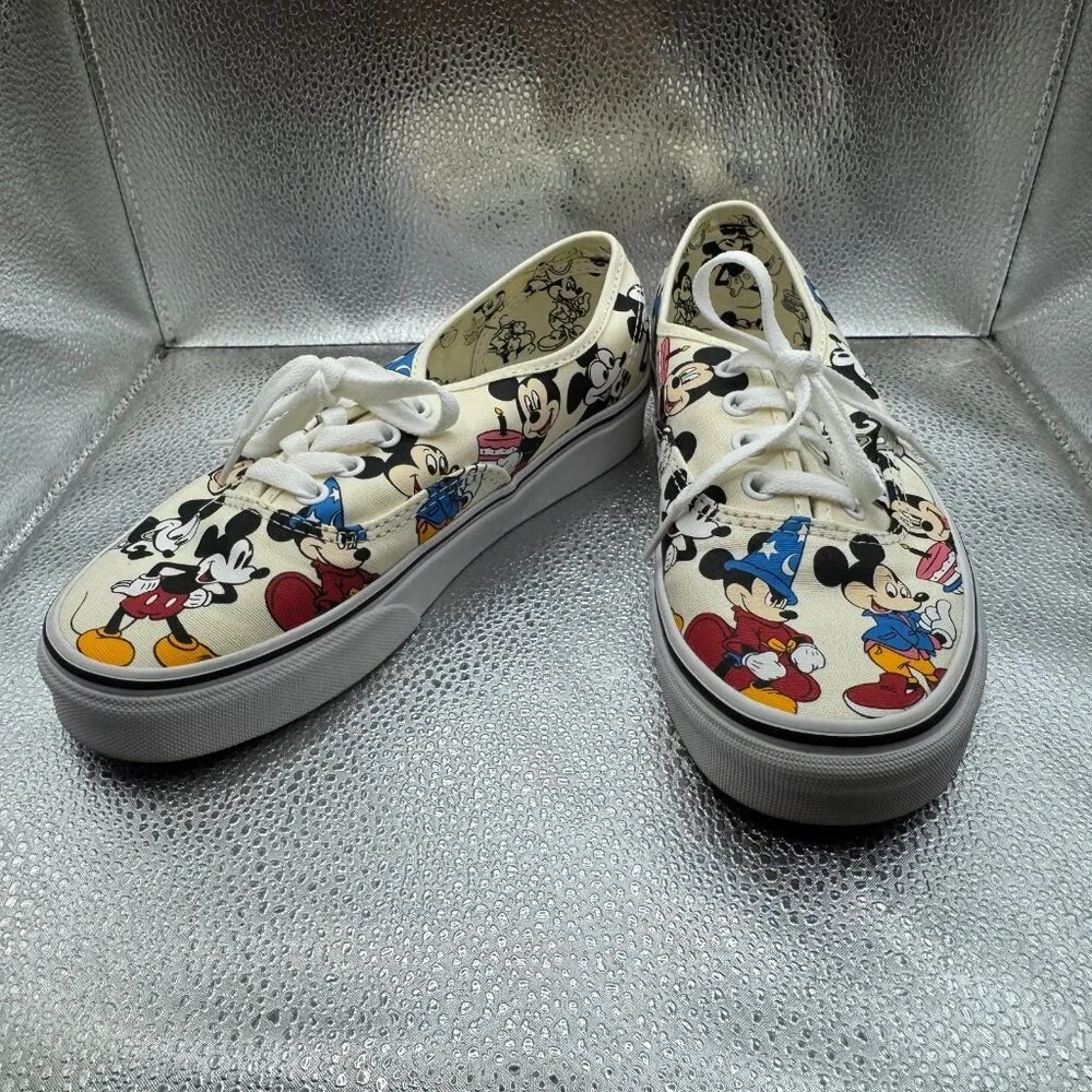 Size M6/W7.5 Vans x‎ Disney Authentic Mickeys Birthday Unisex White Sneakers